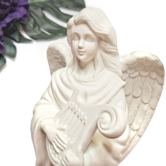Large Ivory 👼🎄 Harp ANGEL - Candle Holder Christmas Partylite Box Mint Cond - Picture 3 of 12